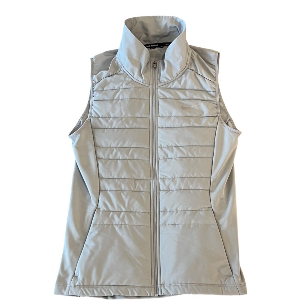 Nike Running Full‎ Zip Insulated Vest Womens Small Gray Lightweight